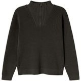 Gebreide Trui - Zwart - Normale Pasvorm - Ribboord