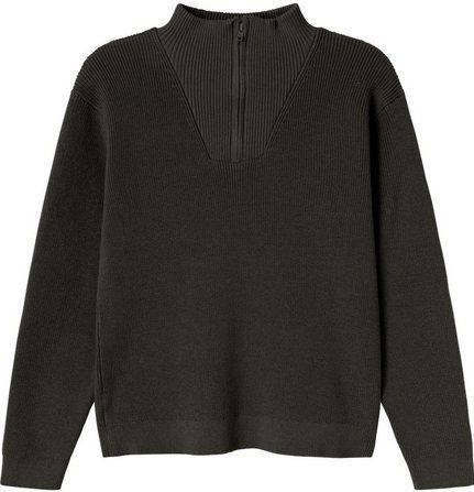 Gebreide Trui - Zwart - Normale Pasvorm - Ribboord