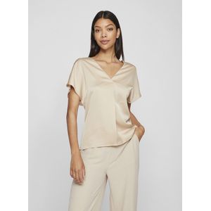 Vila Viellette v Neck Satin Top Noos Dames Blouses