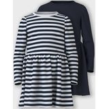 NAME IT - Nmfvivia Ls Dress - Kokerjurken - Dark Sapphire/Stripes - 2 Stuks