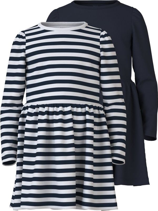 NAME IT - Nmfvivia Ls Dress - Kokerjurken - Dark Sapphire/Stripes - 2 Stuks