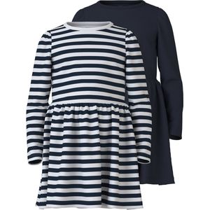 NAME IT - Nmfvivia Ls Dress - Kokerjurken - Dark Sapphire/Stripes - 2 Stuks