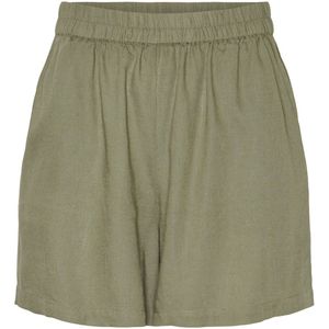 Pieces - Korte Broek - Gemêleerd - Deep Lichen Green - 70% Viscose 30% Linnen