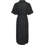 Pieces - Pia - Midi-jurk - Groen - 70% Viscose, 30% Linnen, Overhemdkraag, Knoopsluiting