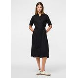 Pieces - Pia - Midi-jurk - Groen - 70% Viscose, 30% Linnen, Overhemdkraag, Knoopsluiting