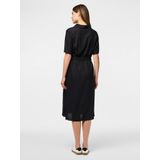 Pieces - Pia - Midi-jurk - Groen - 70% Viscose, 30% Linnen, Overhemdkraag, Knoopsluiting