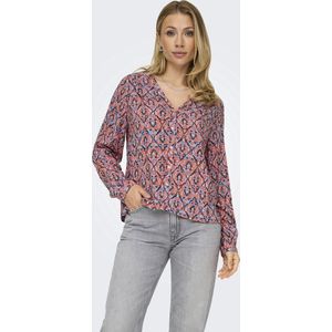 ONLY - Onlnova Life Vis L/S Malou Top - Damesblouse - Rood Oranje - 591 Soul