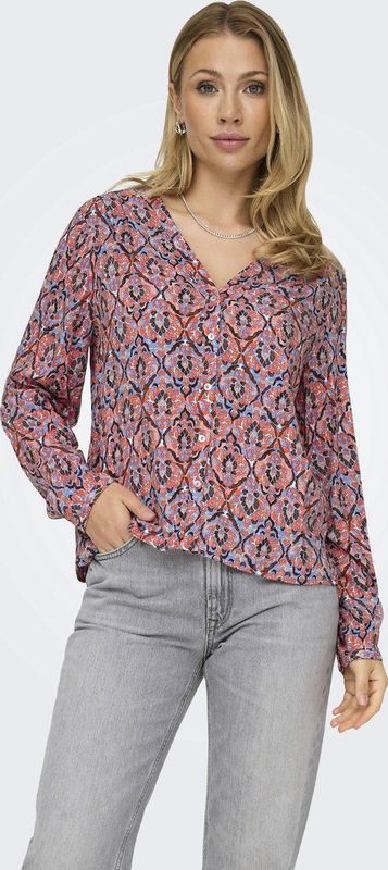 ONLY - Onlnova Life Vis L/S Malou Top - Damesblouse - Rood Oranje - 591 Soul