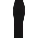 MAMA.LICIOUS - MLALANIS - Naadloze Rib Rok - Zwart - Hoge Tailleband