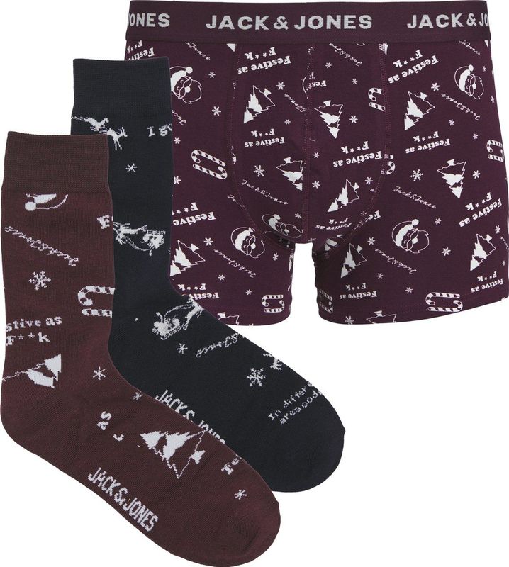 Jack & Jones - JACSNOWFLAKE - Giftbox - Sokken en Boxershort - Katoen - Kerst