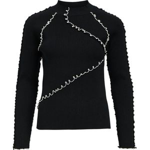 Object Trui Objjanne Knit Sli Pullover 23045410 Black/ Cloud Dancer Dames