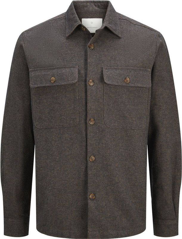 Jack & Jones Overhemd Jprraymond Melange Solid Ls Overshi 12263645 Slate Black Mannen