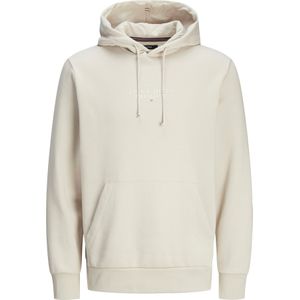 JACK & JONES Arie sweat hood slim fit - heren hoodie katoenmengsel met capuchon - beige