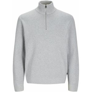 JACK & JONES - Losse Trui - Grijs - Katoen - Lange Mouwen - Schipperskraag
