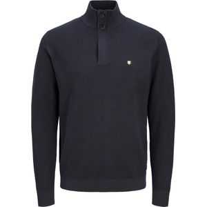 JACK & JONES - Trui - Marineblauw - Katoen - Lange Mouwen - Schipperskraag