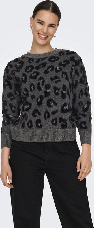 Only Trui Onlsara Ls Jq Glitter O-neck Knt 15332064 Magnet/black/silver Dames