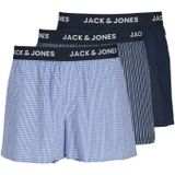 JACK & JONES Jachector geweven boxershorts voor heren, 3 stuks, Marineblauw/blauw/gestreepte blazer, blauw geruit