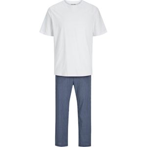 JACK & JONES Jacbacis Tee and Woven Pants Giftbox Voetbal, Wit/Verpakking: Blauw/Wit gestreepte Broek, S Heren, Wit/verpakking: Blauw/Wit Gestreepte Broek, S