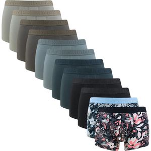 Jack & Jones - 12-Pack Jacjonah - Heren Boxershorts - Zwart Grijs Groen Bloemenprint