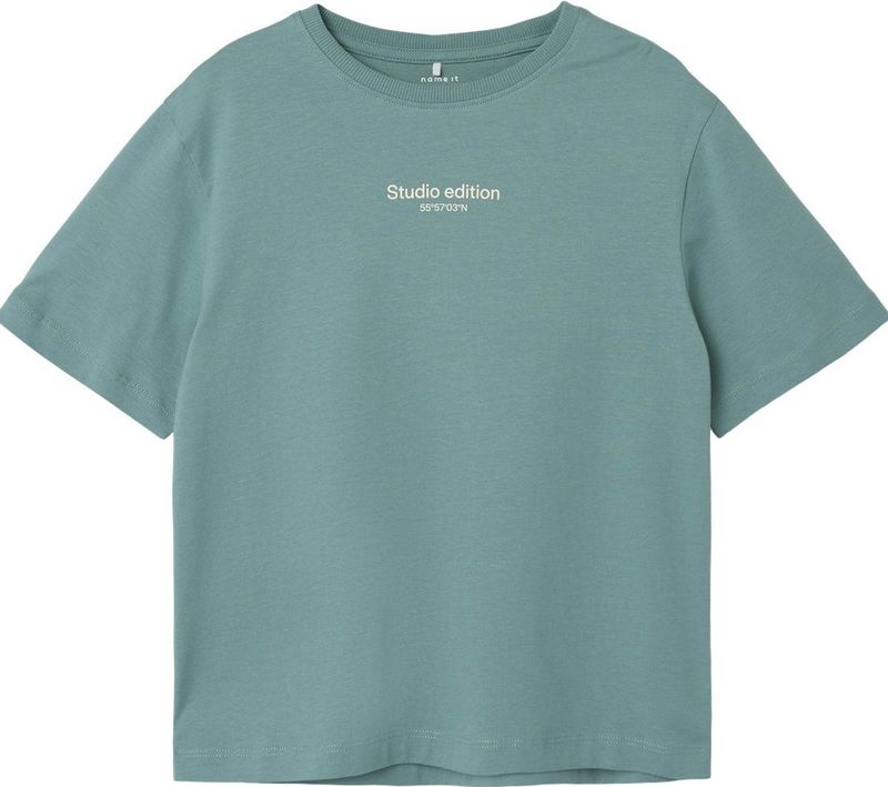 Name It T-shirt Nkmbrody Ss Nreg Top Noos 13236526 Mineral Blue W Jet Stream Print Mannen 4 X 0
