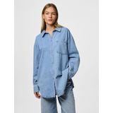 Lange Denim Blouse - Knoopsluiting - Verlaagde Schouders - Oversized Fit