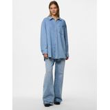 Lange Denim Blouse - Knoopsluiting - Verlaagde Schouders - Oversized Fit