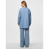 Lange Denim Blouse - Knoopsluiting - Verlaagde Schouders - Oversized Fit
