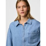 Lange Denim Blouse - Knoopsluiting - Verlaagde Schouders - Oversized Fit
