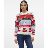 VERO MODA - Kersttrui - Wit - Fijn Tricot - Lange Mouwen - Ronde Hals