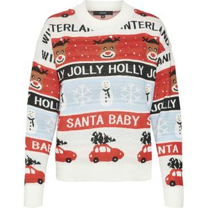 VERO MODA - Kersttrui - Wit - Fijn Tricot - Lange Mouwen - Ronde Hals