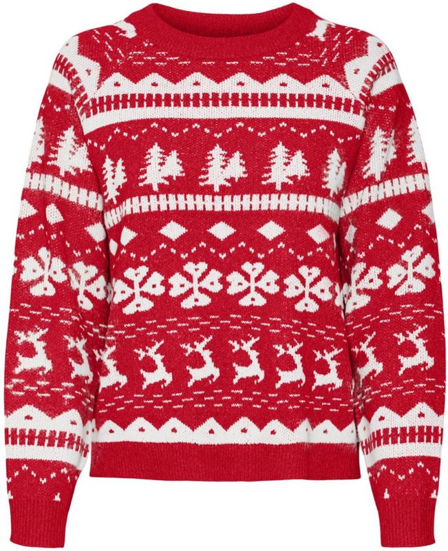 VERO MODA - VMFROSTY ICEBERRY LS - Gebreide Trui - Chinees Rood