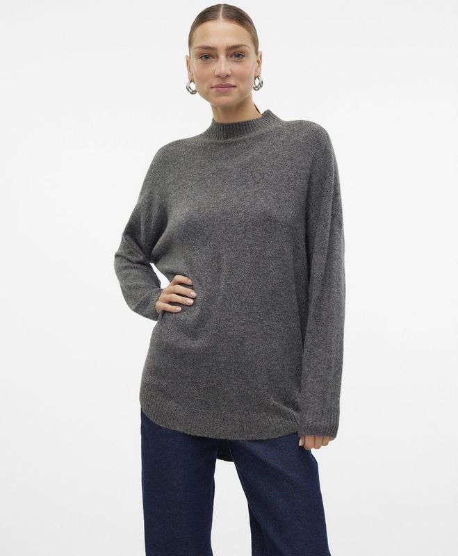 Gebreide Pullover - Hoge Hals - Lange Mouwen - Losse Pasvorm - Gerecycled Polyester