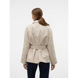 Jas - Revers - Lange Mouwen - Riemsluiting - Zakken - Kort - 50% Polyester, 50% Gerecycled Polyester