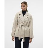 Jas - Revers - Lange Mouwen - Riemsluiting - Zakken - Kort - 50% Polyester, 50% Gerecycled Polyester