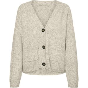 Vero Moda Vest Vmboom Ls V-neck Button Cardigan Ga 10320457 Birch/melange Dames