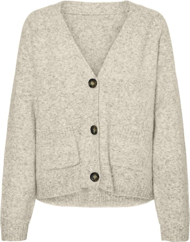 Vero Moda Vest Vmboom Ls V-neck Button Cardigan Ga 10320457 Birch/melange Dames
