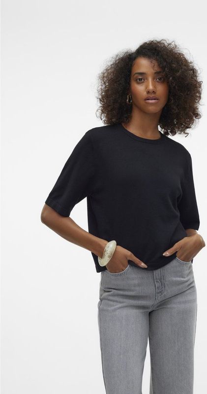 Gebreide Pullover - O-hals - 2/4 Mouwen - Oversized Fit