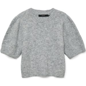 Vero Moda - Vmnovah Ss O-neck Puff - Trui - Medium Grey Melange