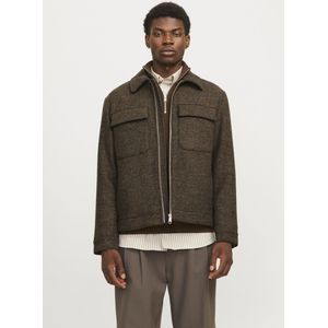 Jack & Jones Jprblurussel Wool Blend jas Sn korte herenjas, Nuthatch/detail: keperstof