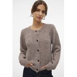 Vero Moda Vest Vmnovah Ls O-neck Button Cardi Ga N 10320496 Brown Lentil/melange Dames