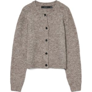 Vero Moda Vest Vmnovah Ls O-neck Button Cardi Ga N 10320496 Brown Lentil/melange Dames
