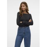 Vero Moda T-shirt Vmmaggie Ls Boatneck Top Vma Noos 10315883 Black Dames