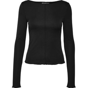 Vero Moda T-shirt Vmmaggie Ls Boatneck Top Vma Noos 10315883 Black Dames