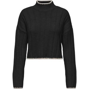 Only Trui Onlchick Stitch Ls Highneck Knt Noo 15329963 Black/pumice Stone Dames