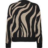 ONLHAZEL - LS O-Neck JQ KNT - Sweater - Zwart - Patroon: humus