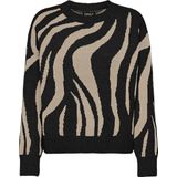 ONLHAZEL - LS O-Neck JQ KNT - Sweater - Zwart - Patroon: humus