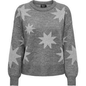 Only Trui Onlrosie Ls O-neck Glitter Knt 15328250 Medium Grey Mel/silver Gli Dames