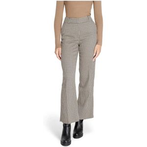 Only - Ribbroeken - Beige - Viscose - Geruit Patroon