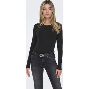 Only T-shirt Onlviol Life Ls Rib T-shirt Xt Wvn 15330747 Black Dames