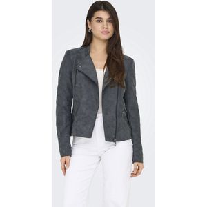 Jas - Synthetisch Leer - Biker Kraag - Lange Mouwen - Asymmetrische Ritssluiting - Kort